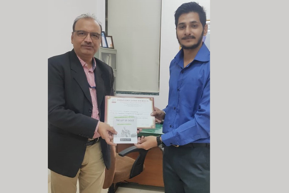 Mr. Swapan Choudhury, MMS 2 year student has secured 2nd position in Finance Quiz Competition held at IES College
