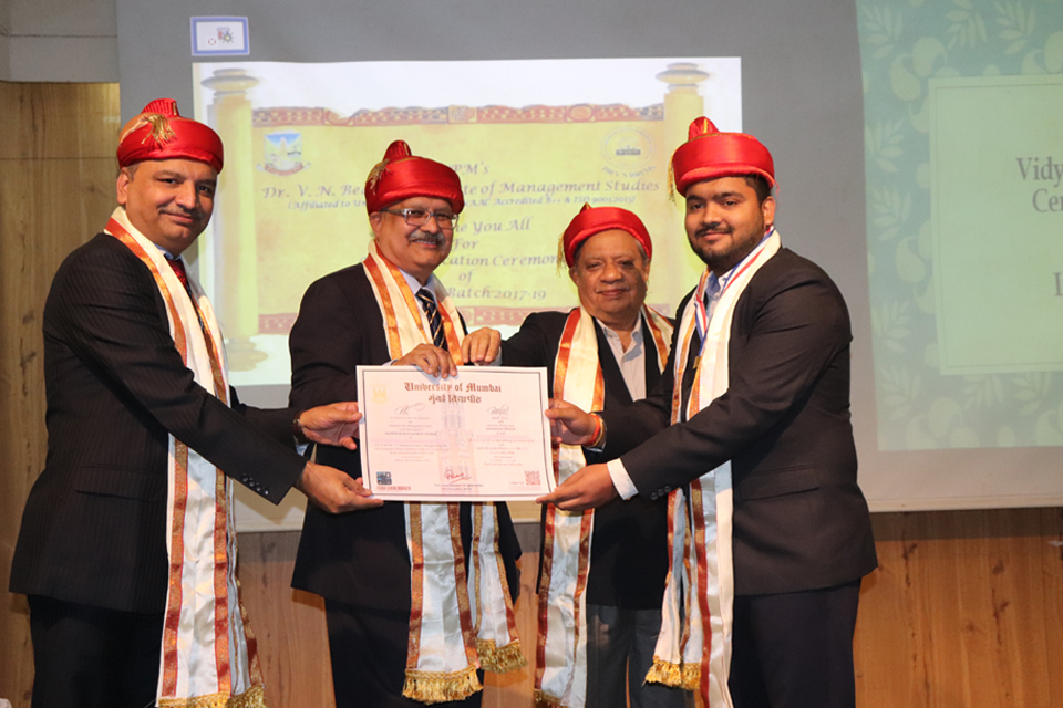 Mr. Piyush Chaudhary From is awarded with a medal for his outstanding performance in MMS 2017-19